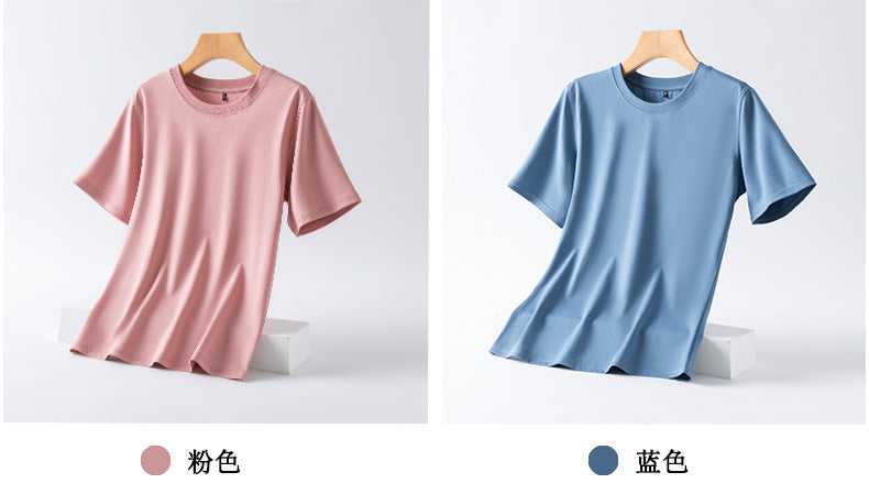 Short-sleeved t-shirt women's linen cotton 2023 spring and summer new round neck solid color top short-sleeved women's half-sleeved bottoming shirt