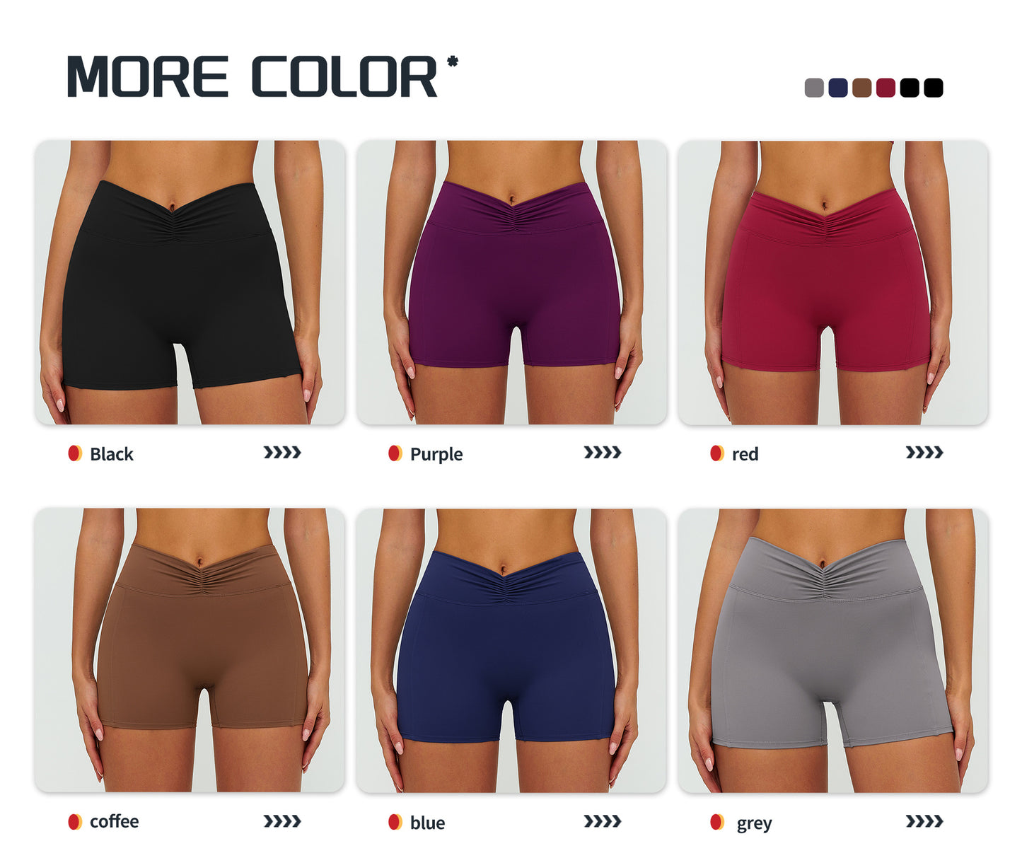 12/2025 Women's high-waisted, brushed yoga shorts with pleats and hip-lifting design, perfect for outdoor running and sports (style number 9313).