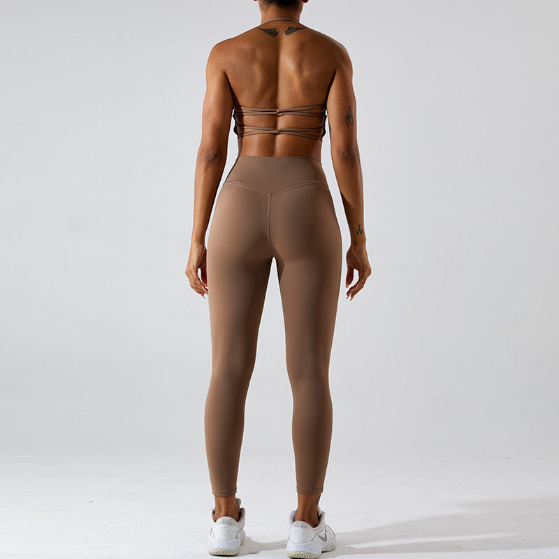 2023.09 Yoga suit women's blazer cross belly lift yoga pants fitness wear underwear
