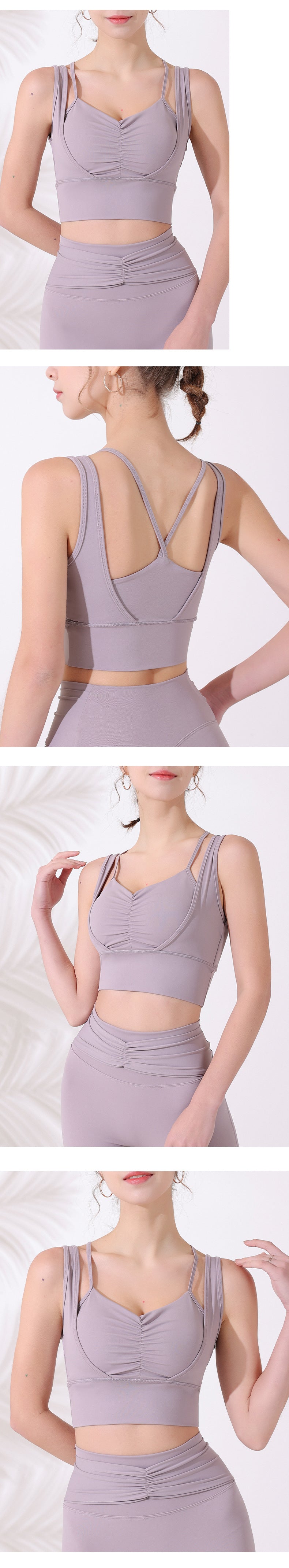 Sports underwear women's double shoulder straps bra women's yoga fitness front running shockproof