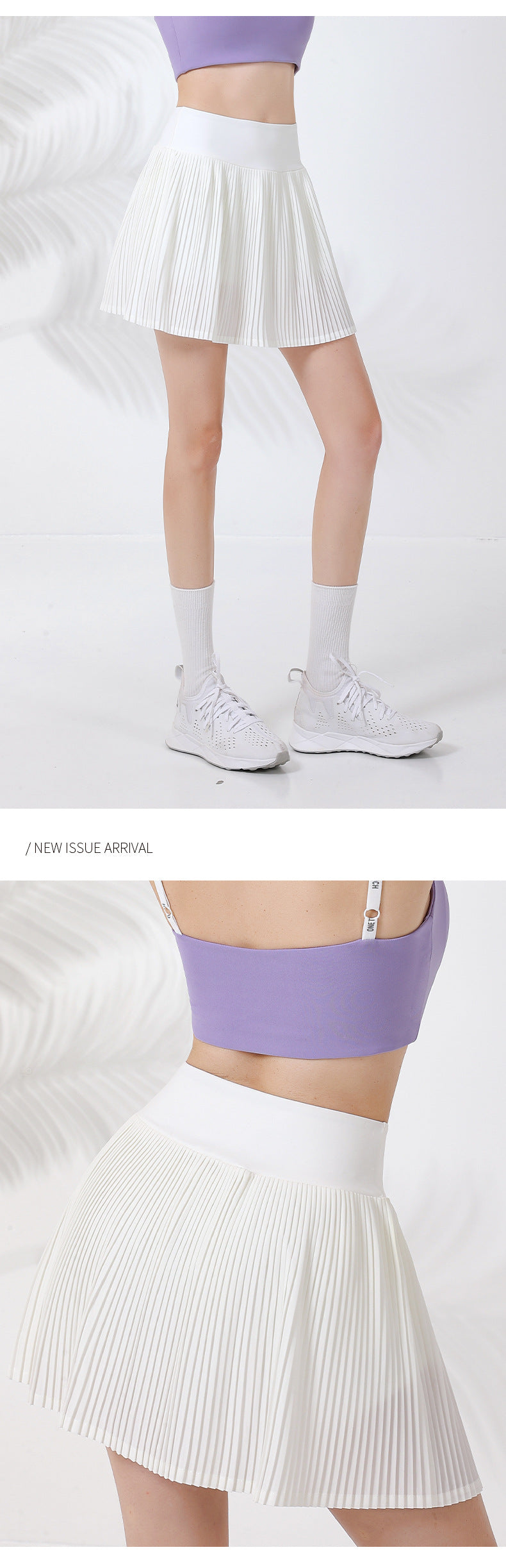 Summer new 3D pressing pleated fitness pants female built-in pocket sports running training quick-drying yoga skirt