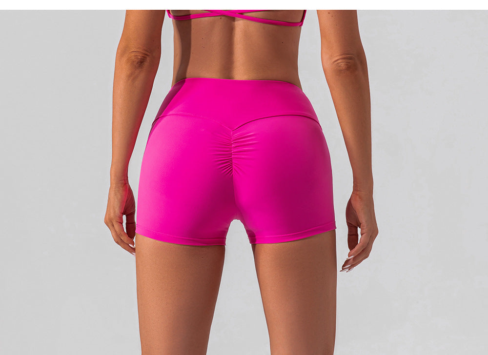 Women Shorts high-waist fitness shorts without embarrassing lines double-sided brushed yoga pants women's hip-lifting tight sports shorts