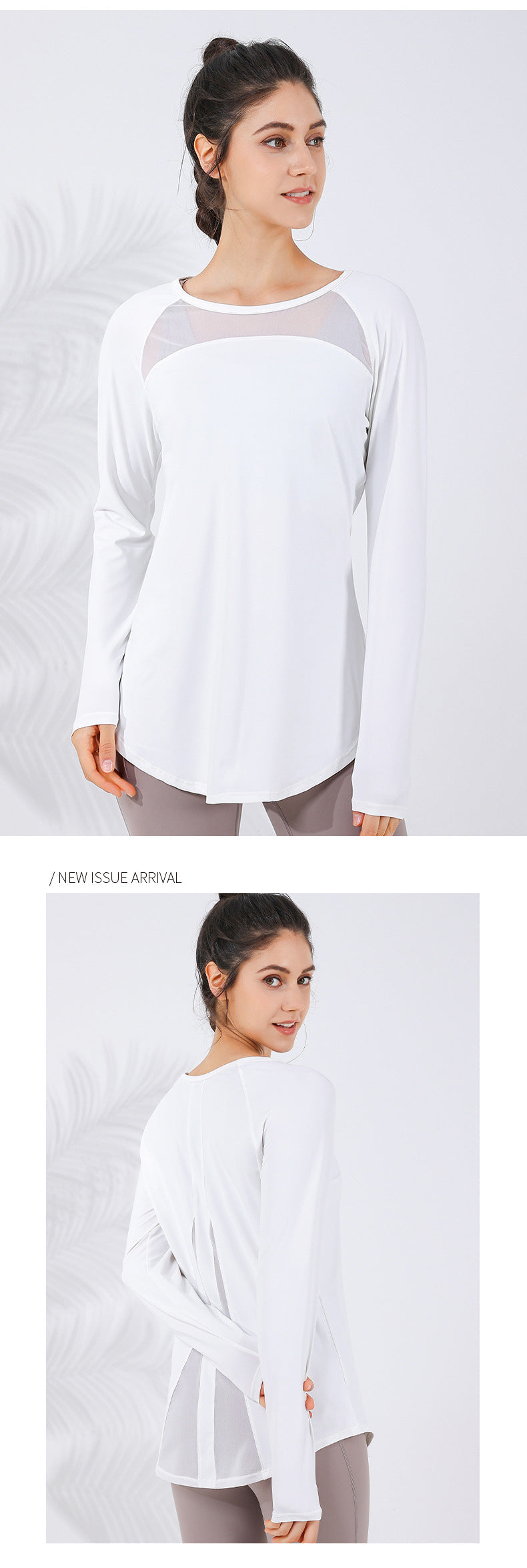 2023.09 The new mesh mesh breathable, moisture-absorbing and sweat-wicking yoga long-sleeved women's waist-covering buttocks look thin and tall long-arc swing yoga clothes