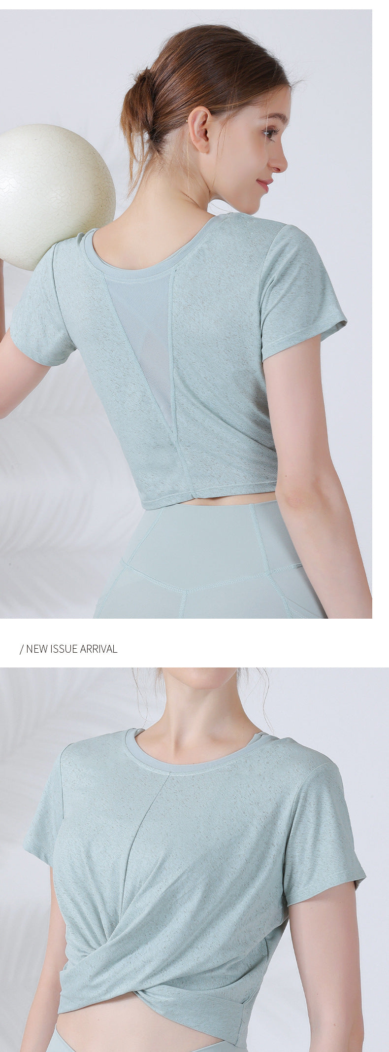 2 wear sports T-shirt female yoga clothing cool feeling breathable fitness top running short-sleeved blouse