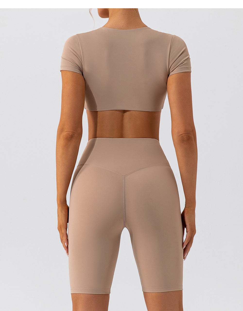 yoga clothing shorts suit short-sleeved beautiful back running sports yoga clothing suit for women