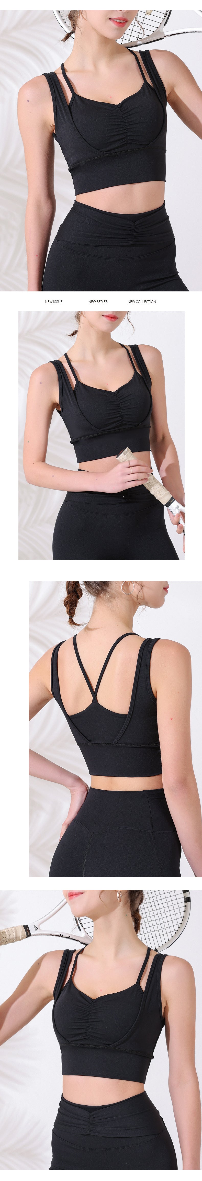 Sports underwear women's double shoulder straps bra women's yoga fitness front running shockproof