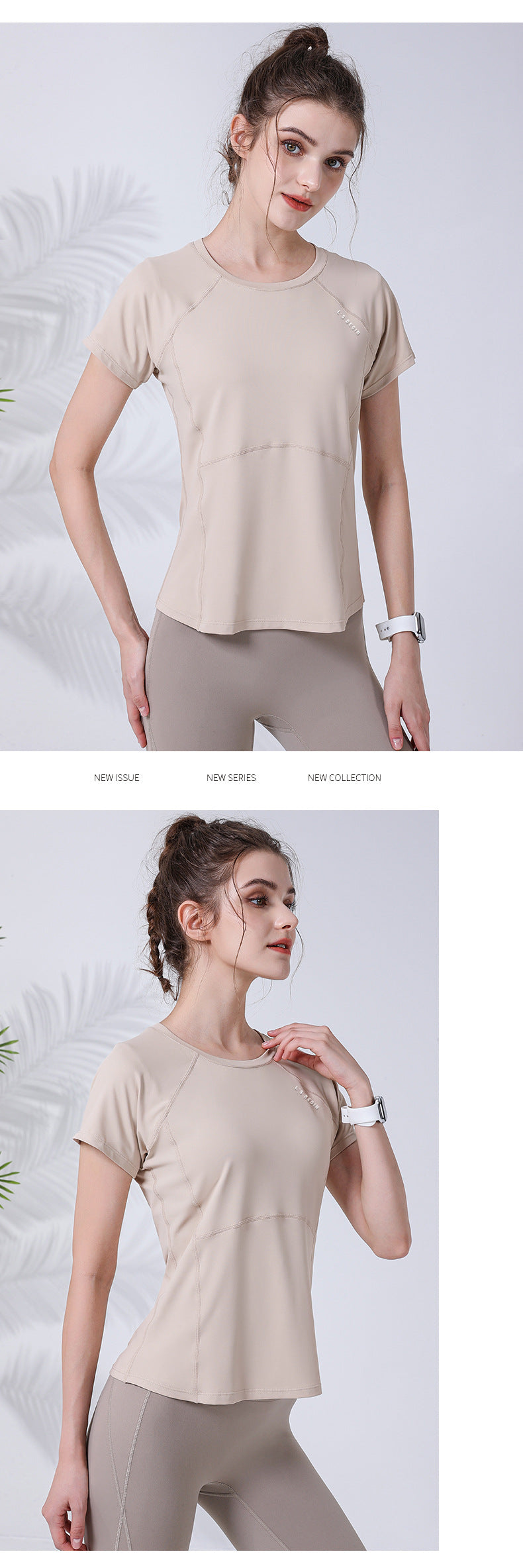 waist thin fitness clothes back laser punching heat dissipation running sports short-sleeved T-shirt women