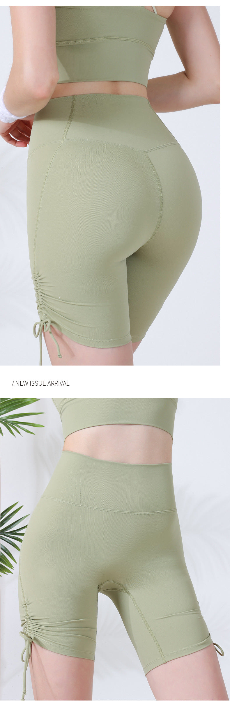 Drawstring Fitness Peach Sports Yoga Five-point Cycling Pants