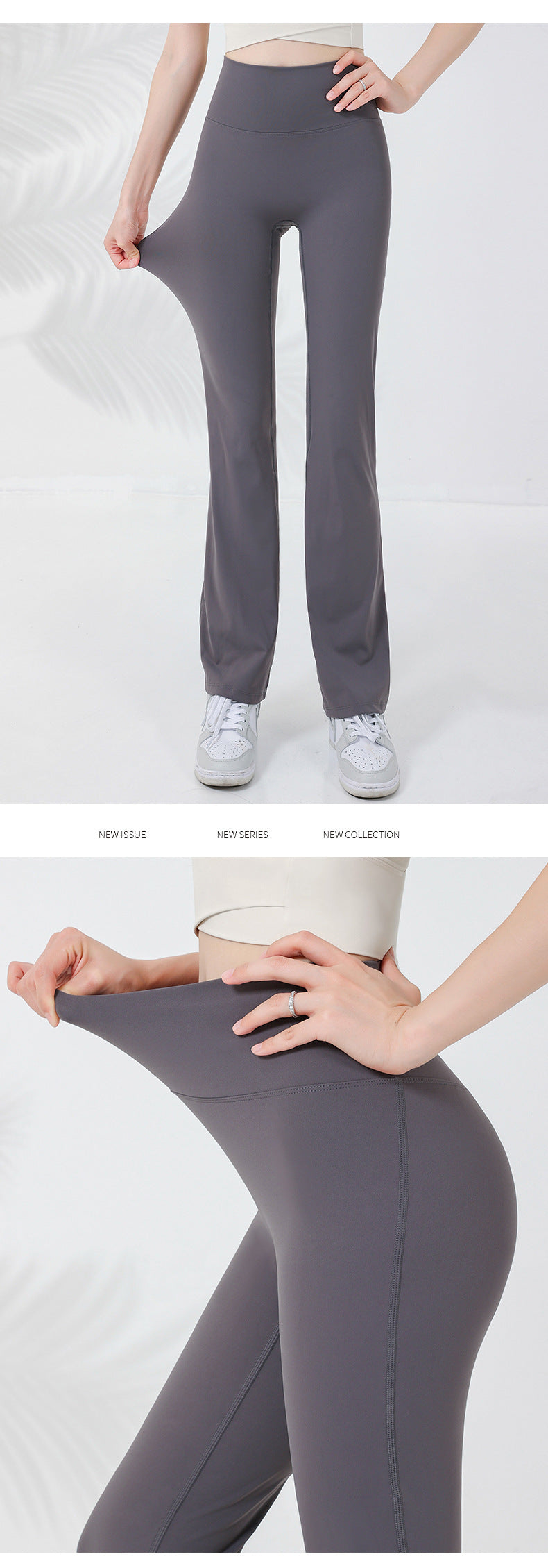 2023.08 skin-friendly yoga trousers women's high elastic belly cover legs back cross hollow peach hip fitness flared pants