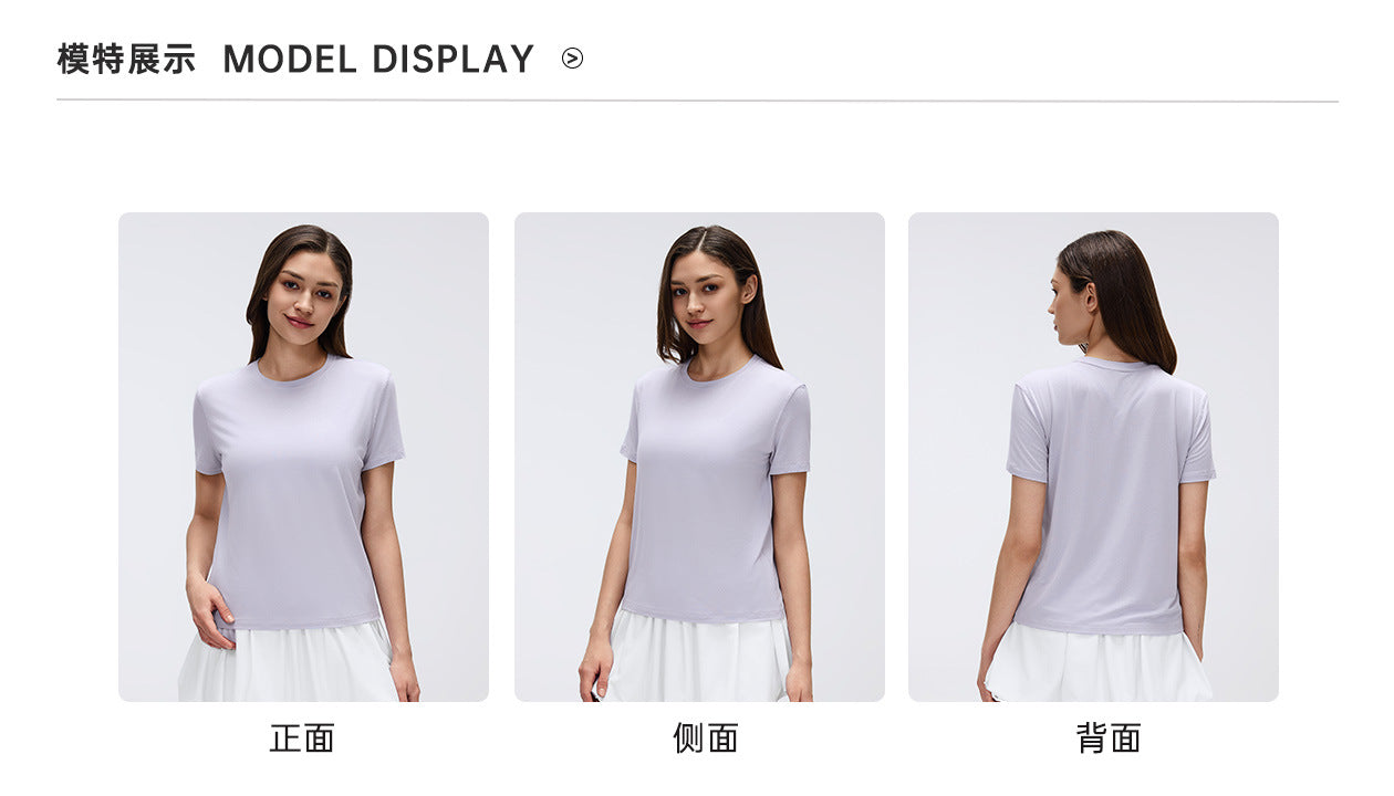 02/2026 Women's Summer Crew Neck Short Sleeve T-Shirt, Quick-Drying, Breathable, Running, Fitness, Casual Sports, Yoga, Short Sleeve, D26072