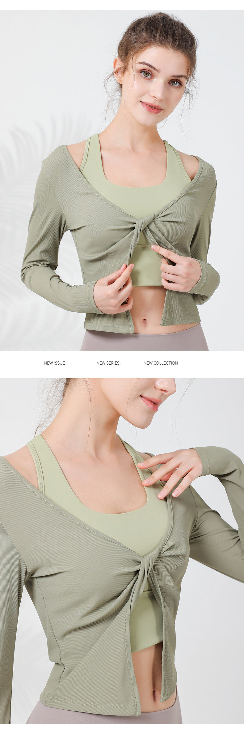 2023.08 New autumn and winter yoga long-sleeved women's V-neck kink easy to put on and take off sports jacket Baita slimming bodybuilding top