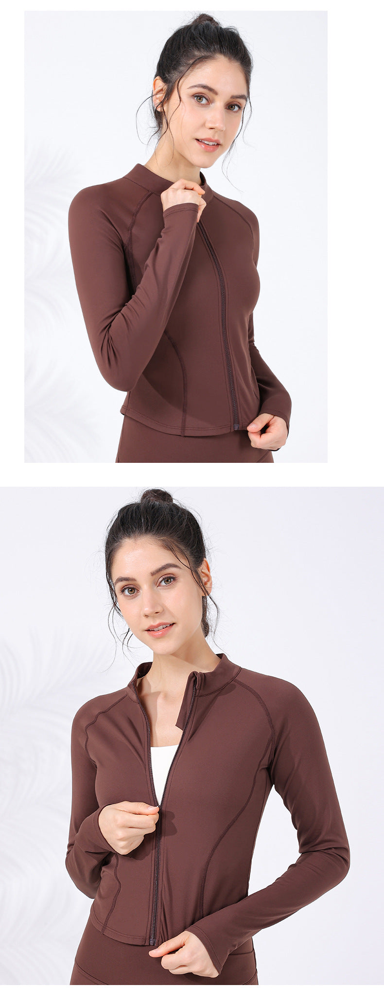 2023.09 Autumn and Winter new seamless nude sports coat women's threaded stand collar slim running yoga long sleeve fitness wear