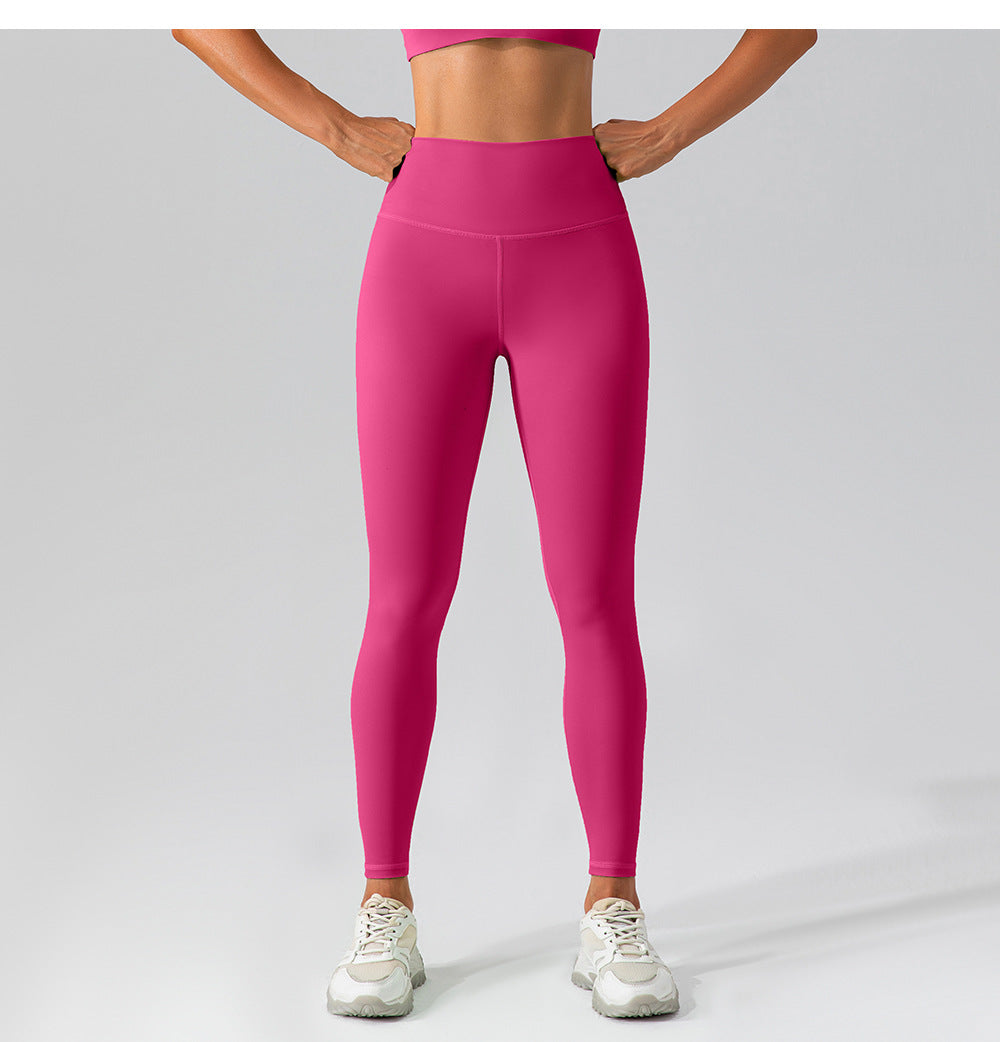 2023.09 High waist hip lifting seamless yoga leggings women's running tight sports leggings quick-drying nude fitness pants outer wear