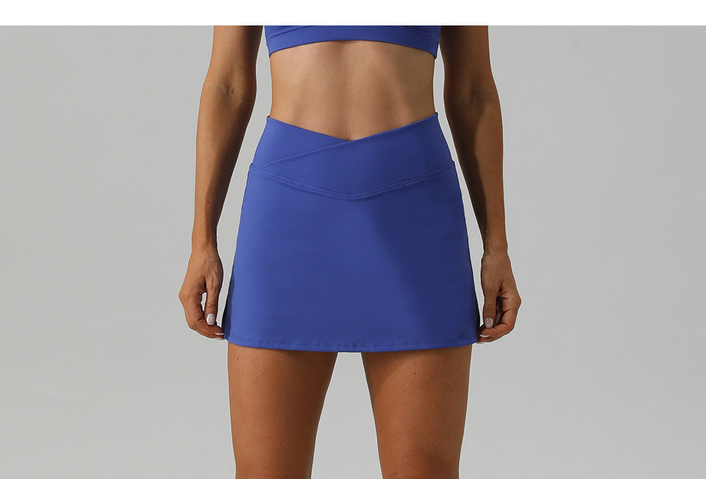 2023.09 Spring and summer new slim yoga short skirt breathable mini skirt running fitness tennis skirt release light sports skirt