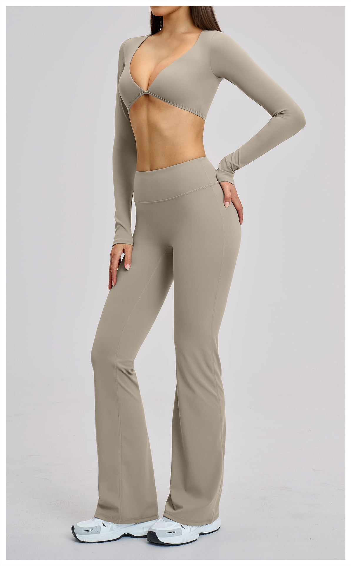 03/2026 Brushed Micro-flare Yoga Set, European and American Style Sports Running Fitness Set, Halter Neck Yoga Suit 4201
