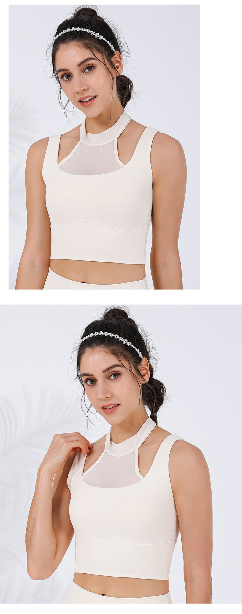 2023.09 New anti-light mesh neck-tie U-shaped beautiful back sports bra with widened sides to cover the side breasts running sports bra