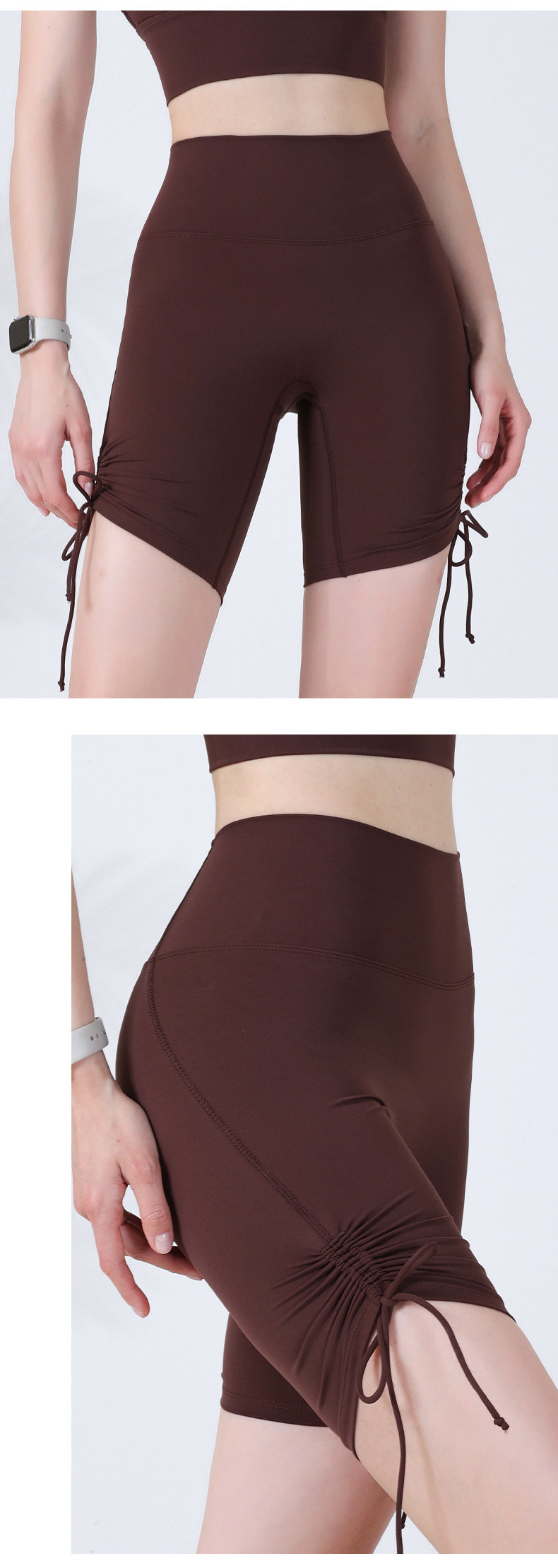 Drawstring Fitness Peach Sports Yoga Five-point Cycling Pants