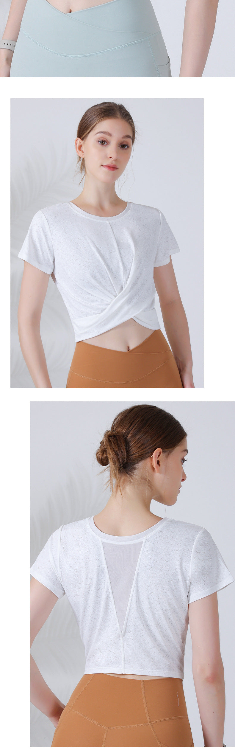 2 wear sports T-shirt female yoga clothing cool feeling breathable fitness top running short-sleeved blouse