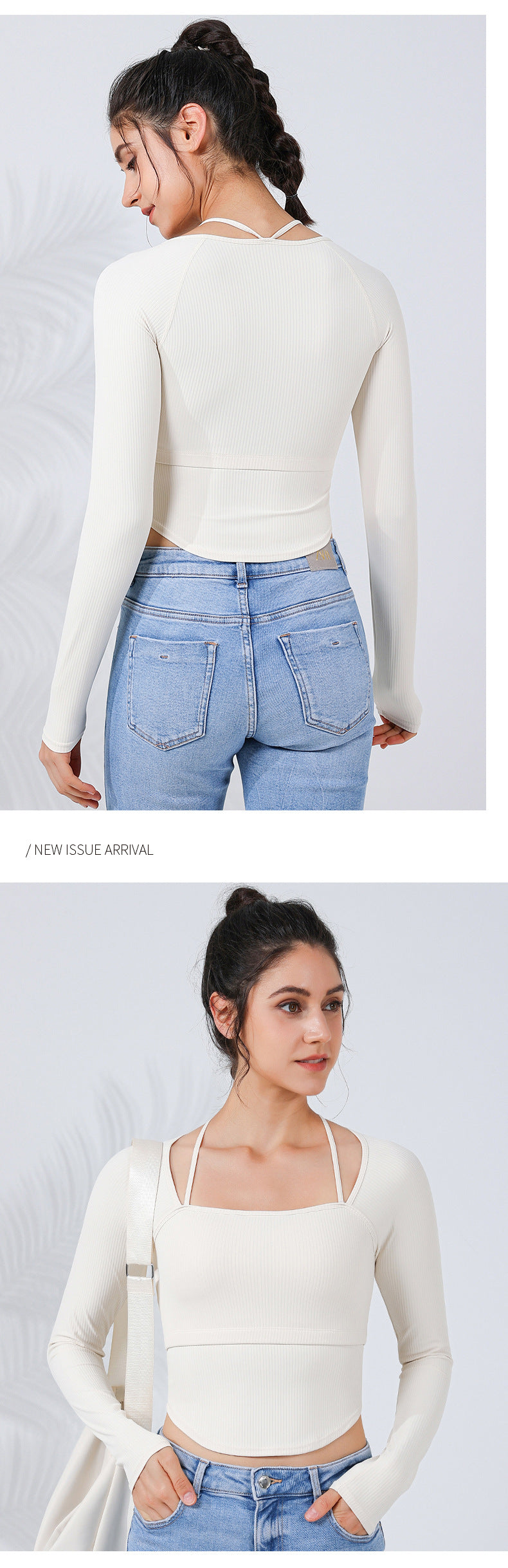 2023.09 New slimming ribbed thread shaping slimming sports T+ underwear two-in-one yoga clothing curved hem covering meat fitness clothing