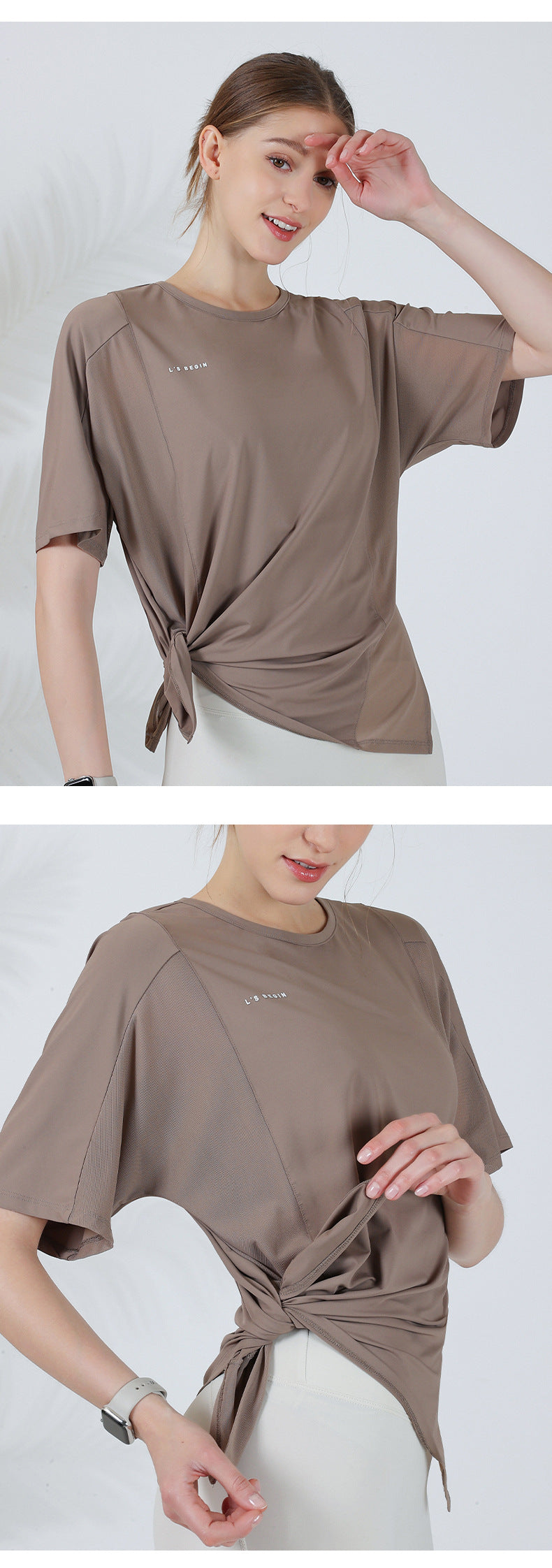 sports top women's thin mesh short-sleeved t-shirt fitness clothing large size yoga clothing running professional fitness