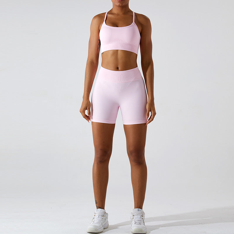 2023.09 Seamless high-bounce yoga shorts Women's peach sports shorts High-waisted hip lift pants Outdoor running fitness pants