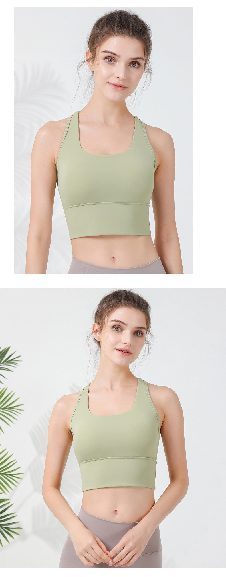 2023.08 High-strength widened shoulder strap shockproof underwear women's one-piece chest pad I-shaped beautiful back sports fitness yoga vest