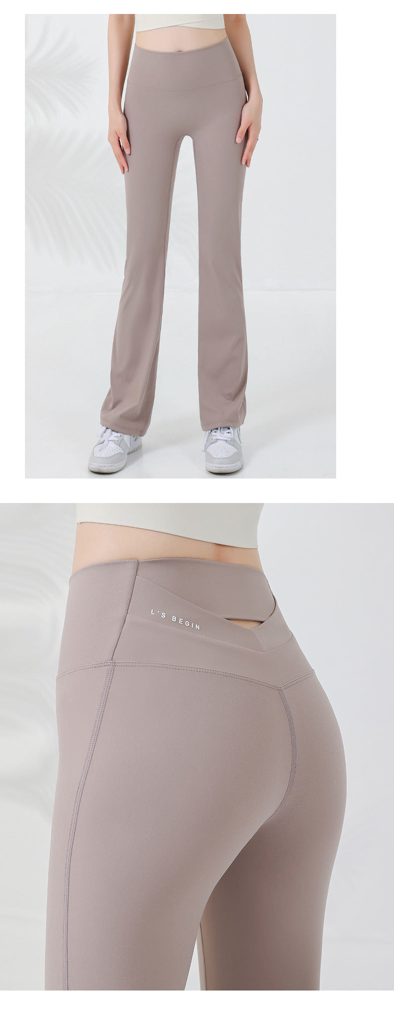 2023.08 skin-friendly yoga trousers women's high elastic belly cover legs back cross hollow peach hip fitness flared pants