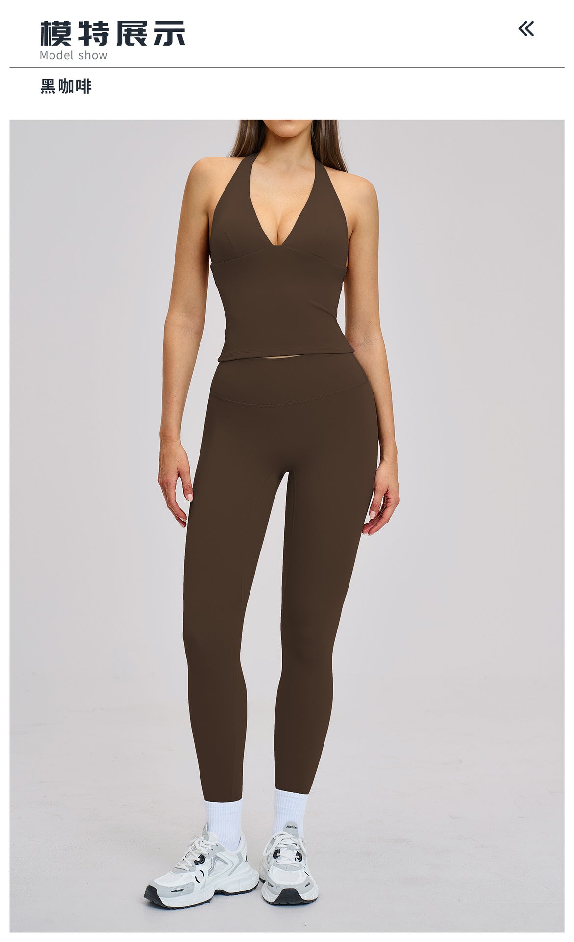 03/2026 Spring European and American style outdoor sports fitness set, brushed tight-fitting yoga wear, halter neck and beautiful back yoga set 4201
