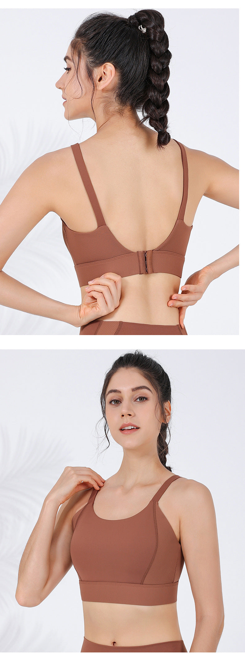 2023.09 New ribbed threaded back yoga underwear women's high-strength anti shock with chest pad outer wear sports vest without steel ring bra