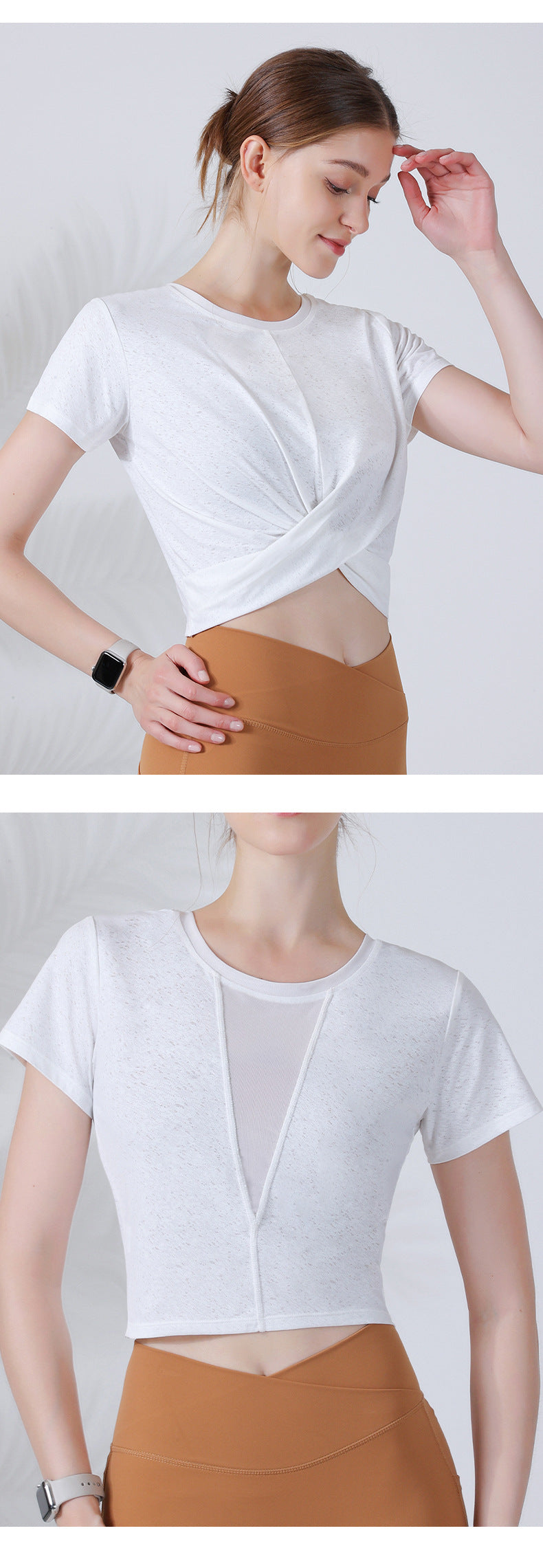 2 wear sports T-shirt female yoga clothing cool feeling breathable fitness top running short-sleeved blouse