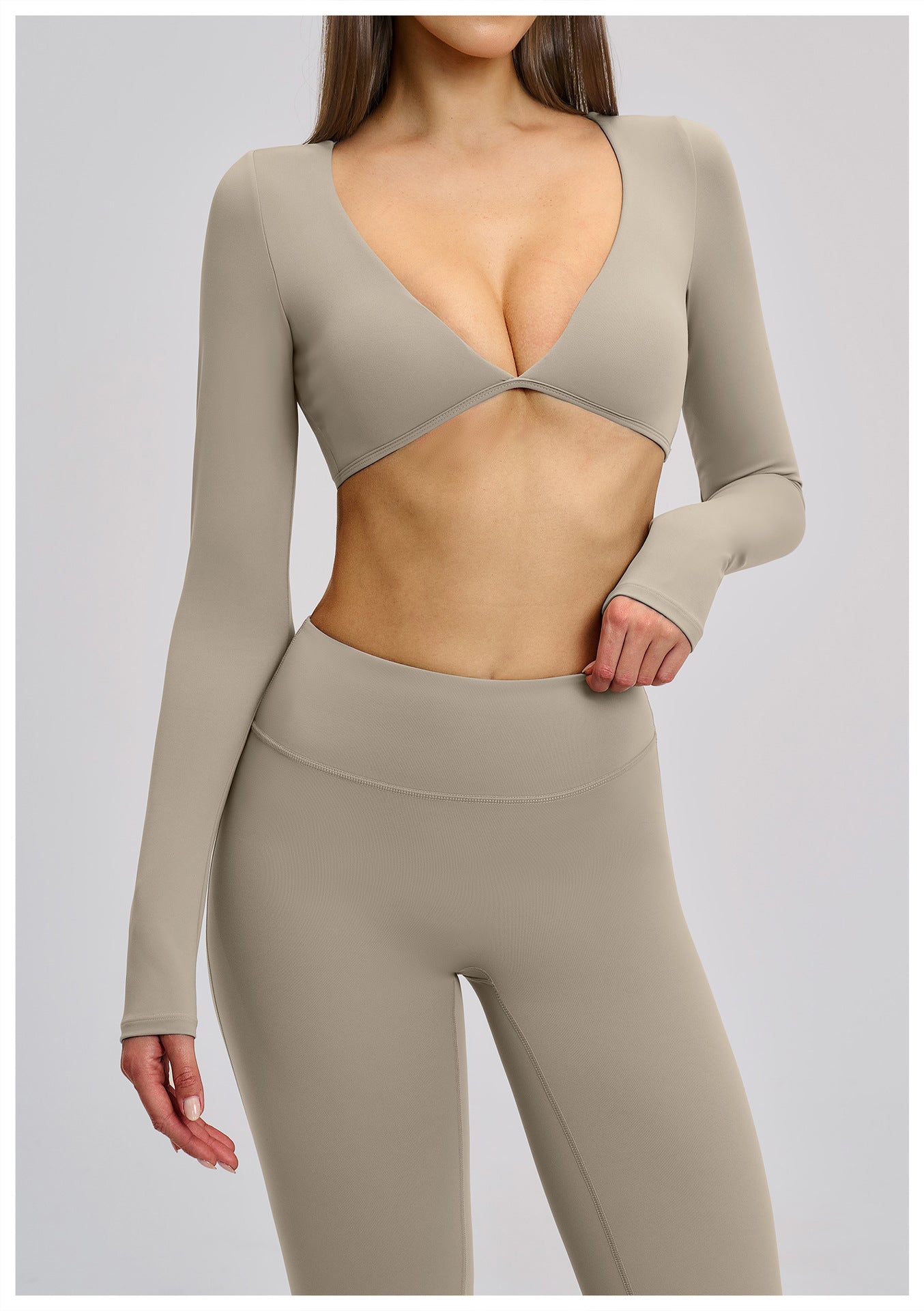 03/2026 Brushed Micro-flare Yoga Set, European and American Style Sports Running Fitness Set, Halter Neck Yoga Suit 4201