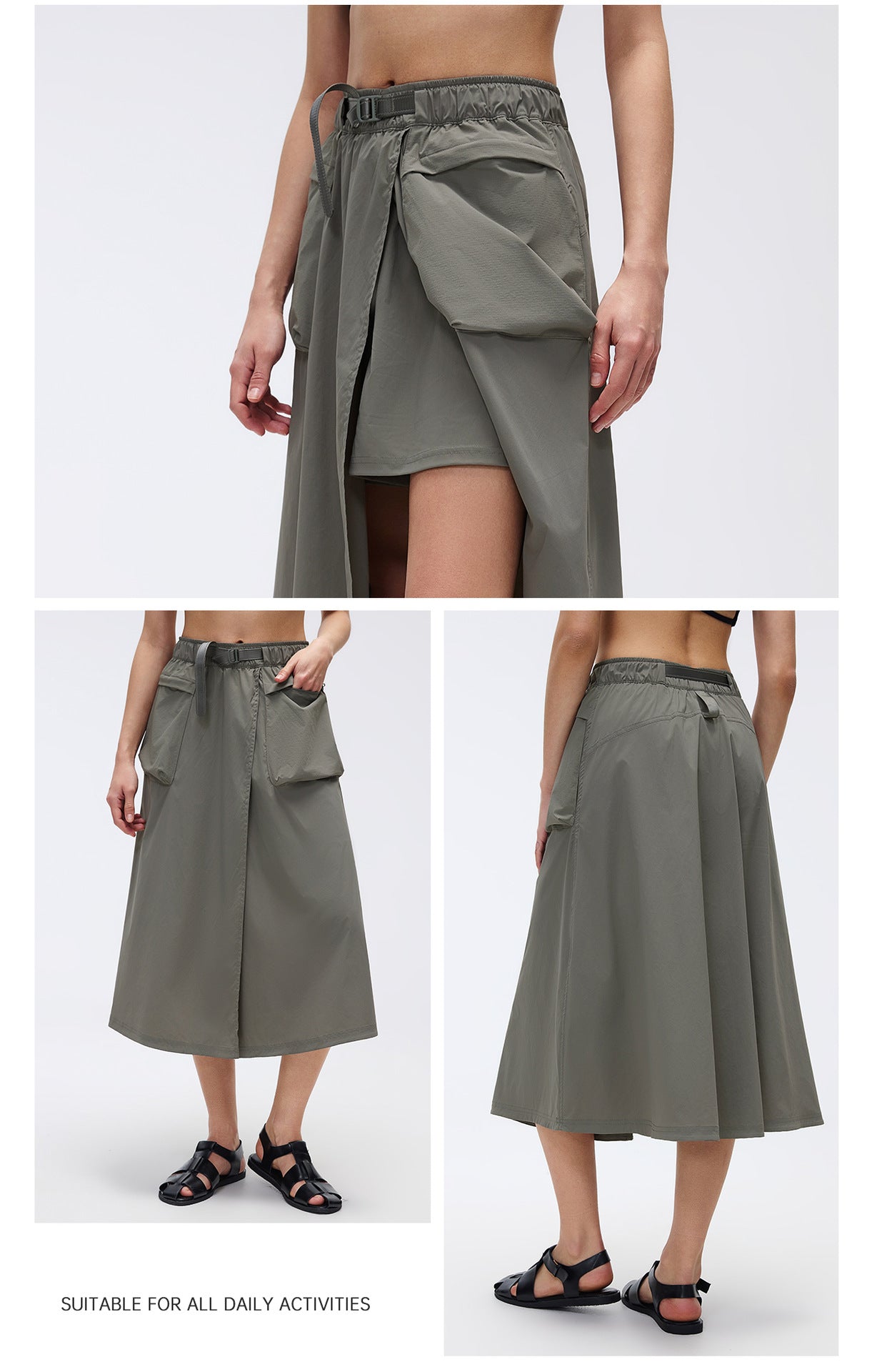 02/2026 Lightweight outdoor water-repellent mountain style sports skirt for women, simple and versatile mid-length casual workwear skirt D26048