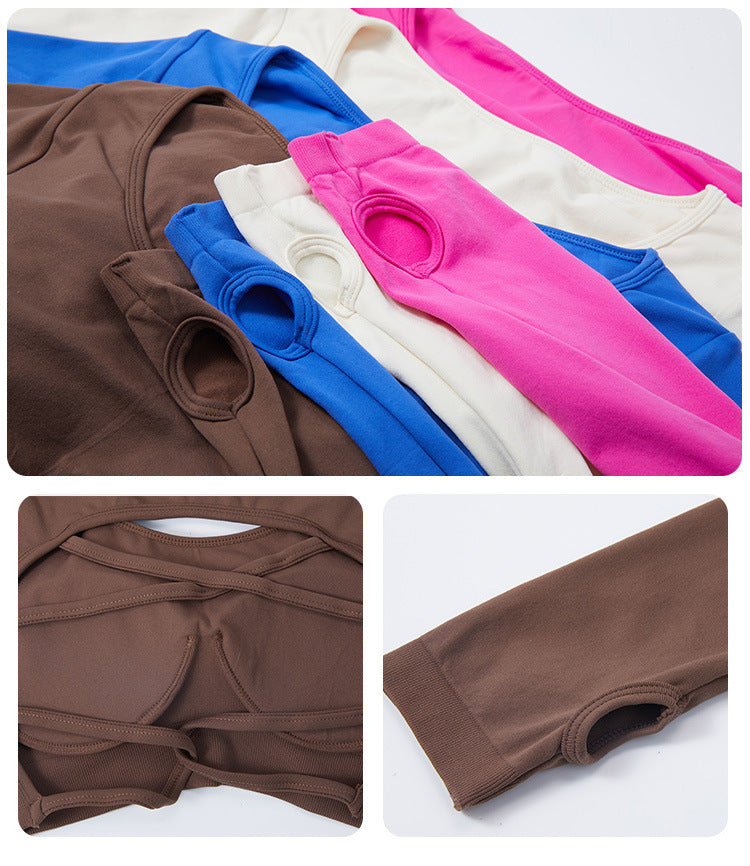 2023.09 yoga sets Autumn and winter new long sleeve yoga suit for women seamless sexy cross back peach hip lift yoga pants