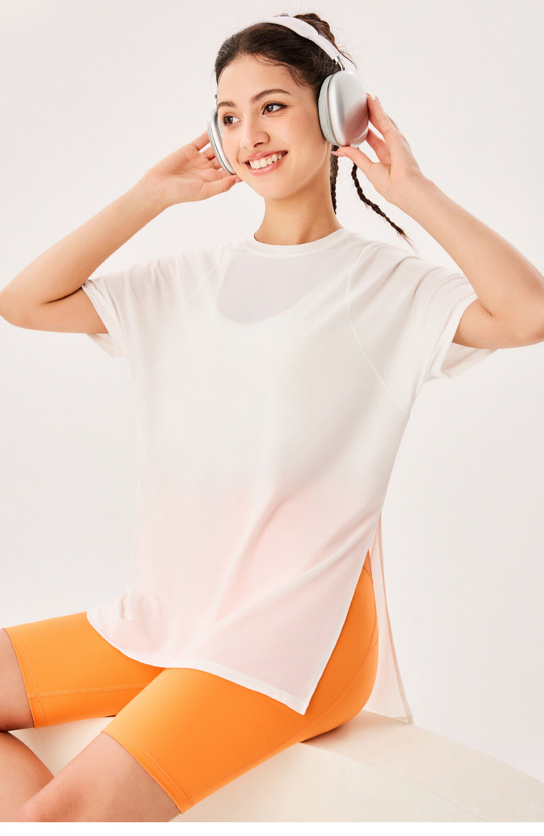 fouregg Plus Size Yoga Top Mesh Patchwork Cropped Gym Tee Bulk Stock Ready to Ship
