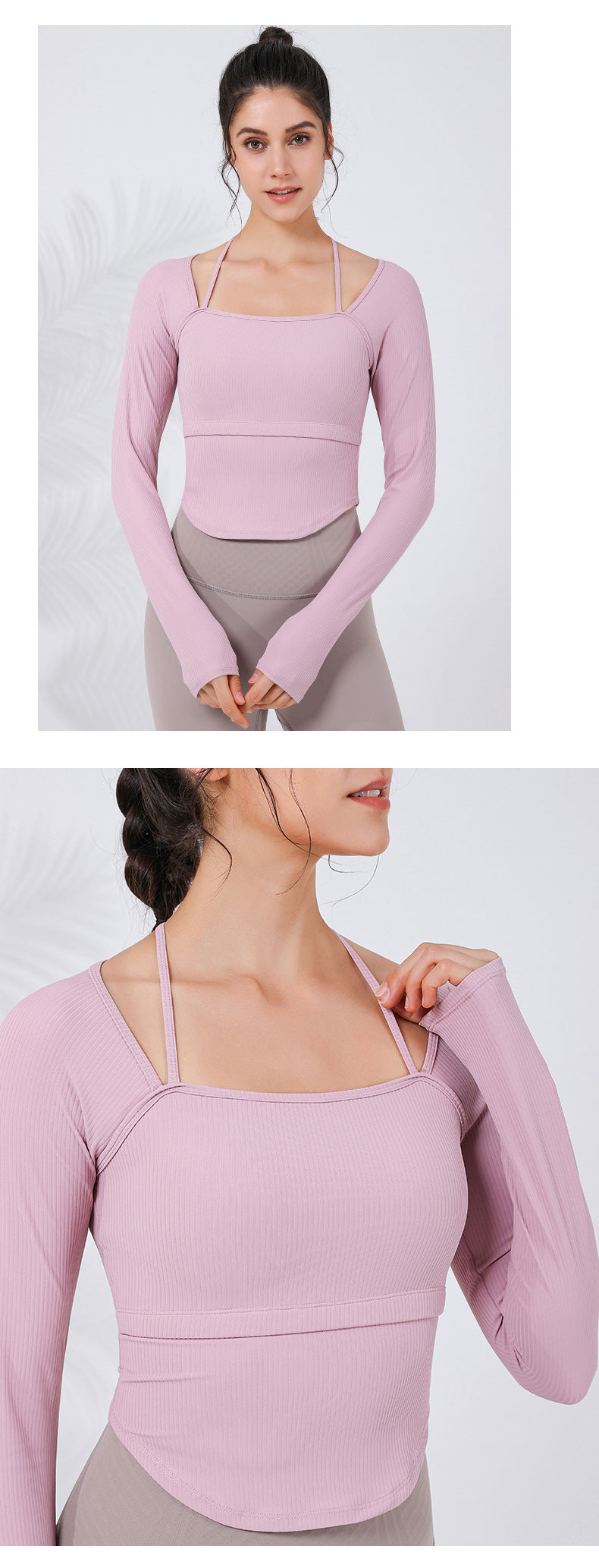 2023.09 New slimming ribbed thread shaping slimming sports T+ underwear two-in-one yoga clothing curved hem covering meat fitness clothing