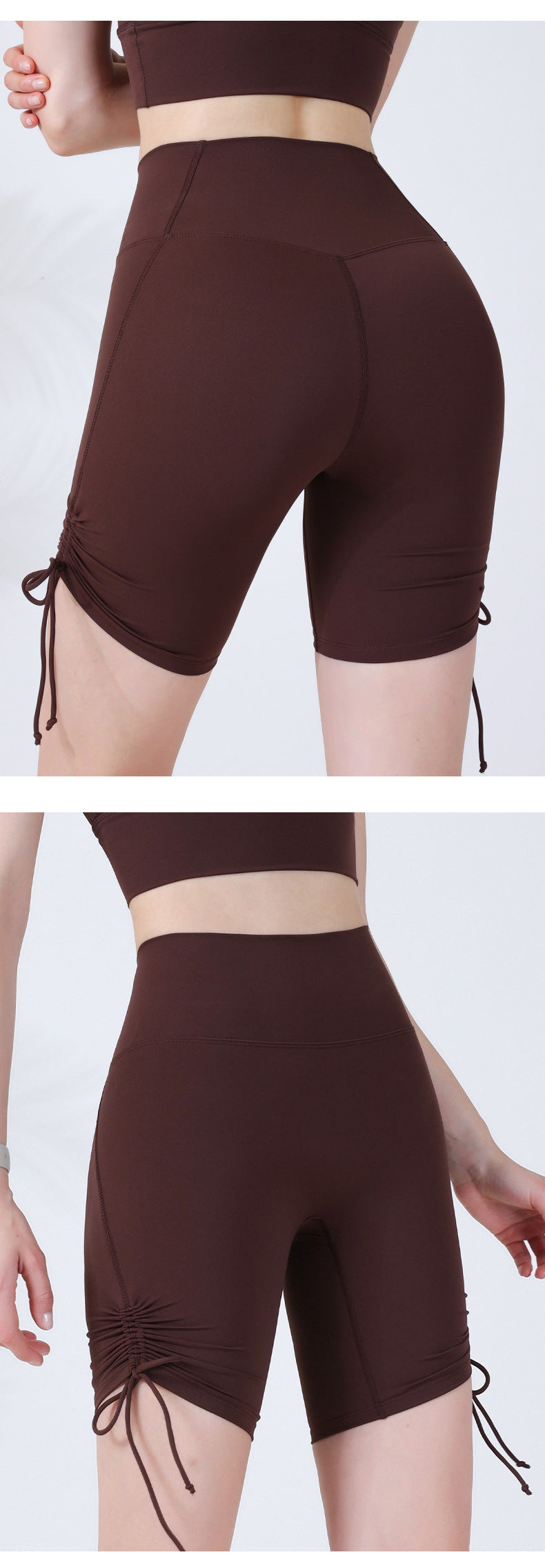 Drawstring Fitness Peach Sports Yoga Five-point Cycling Pants