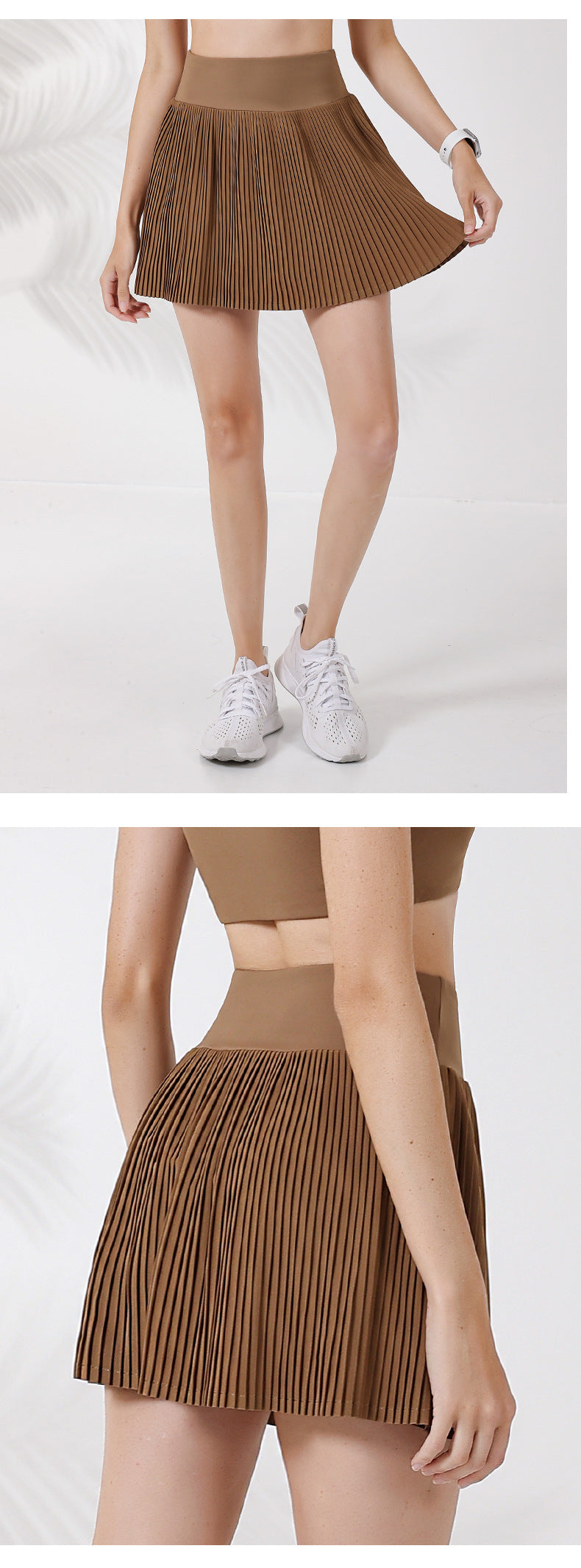 Summer new 3D pressing pleated fitness pants female built-in pocket sports running training quick-drying yoga skirt