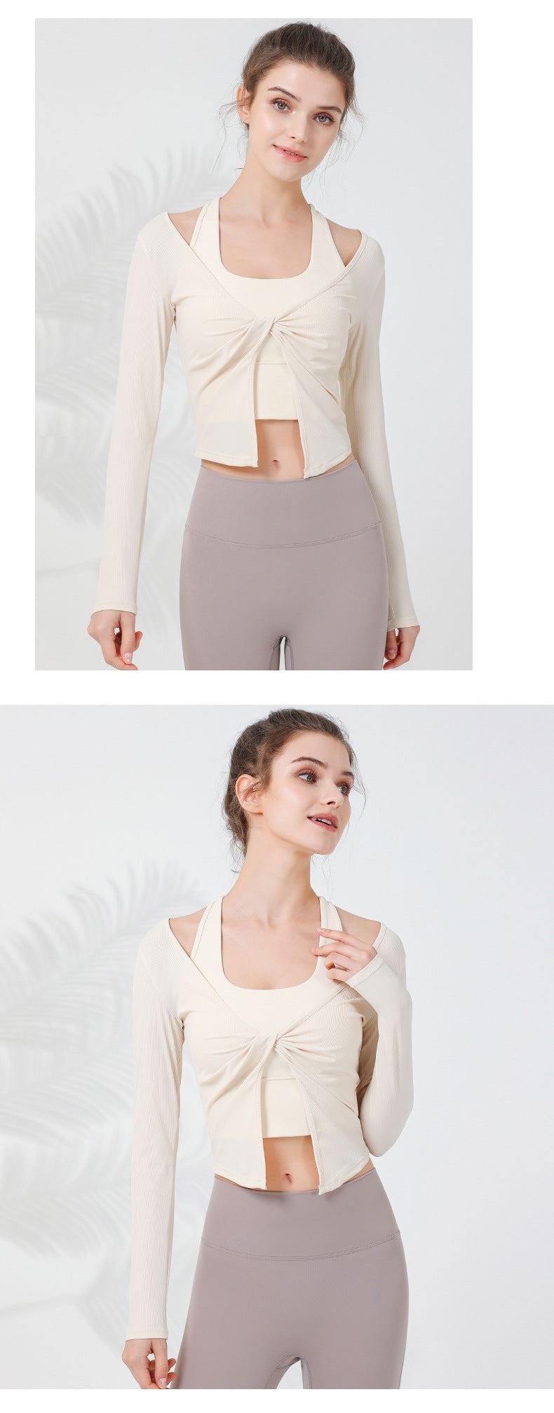 2023.08 New autumn and winter yoga long-sleeved women's V-neck kink easy to put on and take off sports jacket Baita slimming bodybuilding top