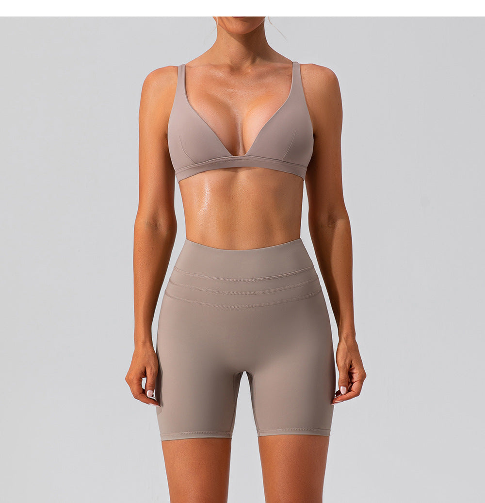 23.07 autumn quick-drying tight-fitting yoga clothing suit running casual naked sports training fitness suit for women