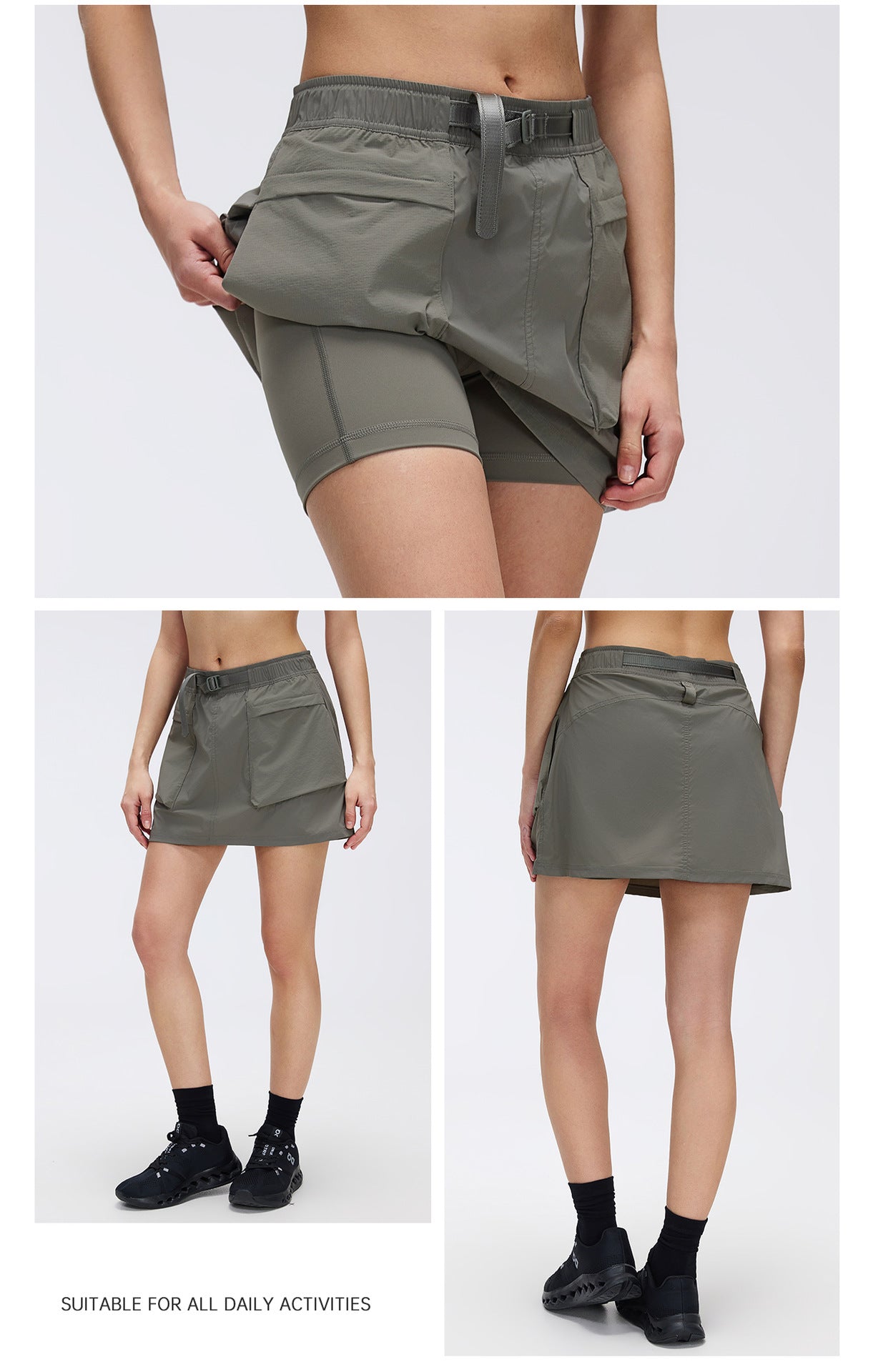 02/2026 Mountain-style outdoor workwear short skirt, anti-exposure high-waisted A-line skirt, sports short skirt, women's summer D26027