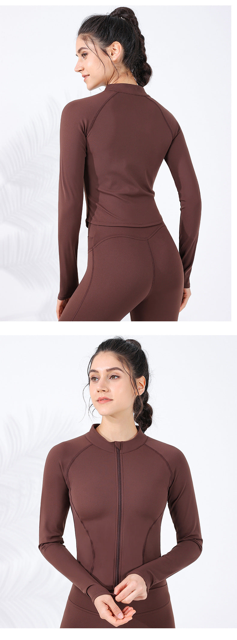 2023.09 Autumn and Winter new seamless nude sports coat women's threaded stand collar slim running yoga long sleeve fitness wear