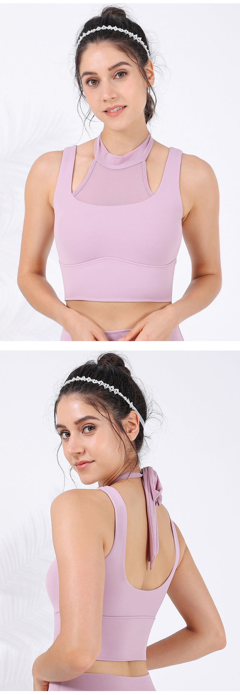 2023.09 New anti-light mesh neck-tie U-shaped beautiful back sports bra with widened sides to cover the side breasts running sports bra