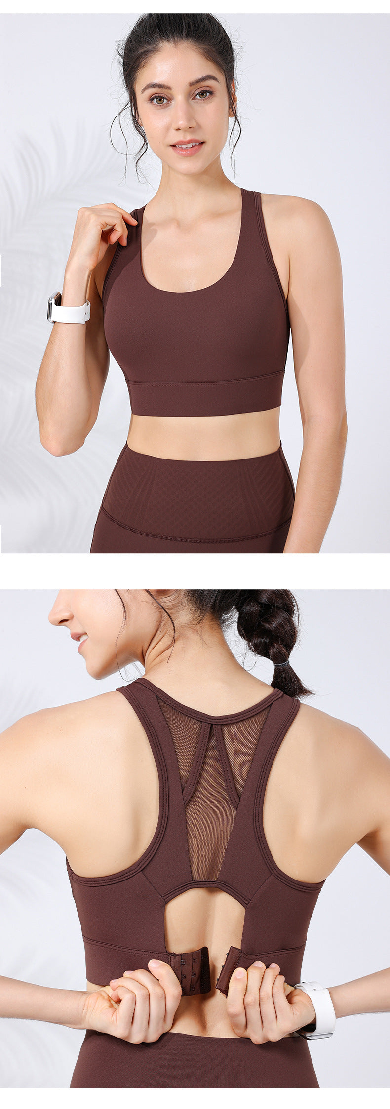 2023.09 New style wide shoulder strap sports bra women's honeycomb mesh beautiful back underwear high strength shockproof running with side milk bra