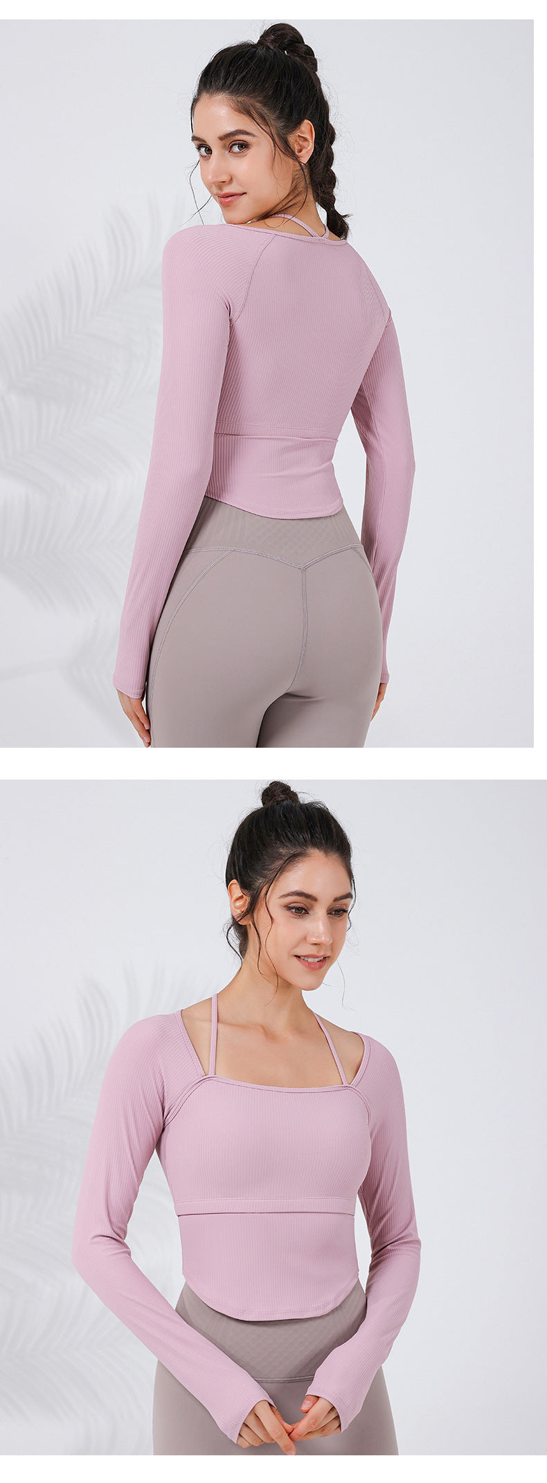 2023.09 New slimming ribbed thread shaping slimming sports T+ underwear two-in-one yoga clothing curved hem covering meat fitness clothing