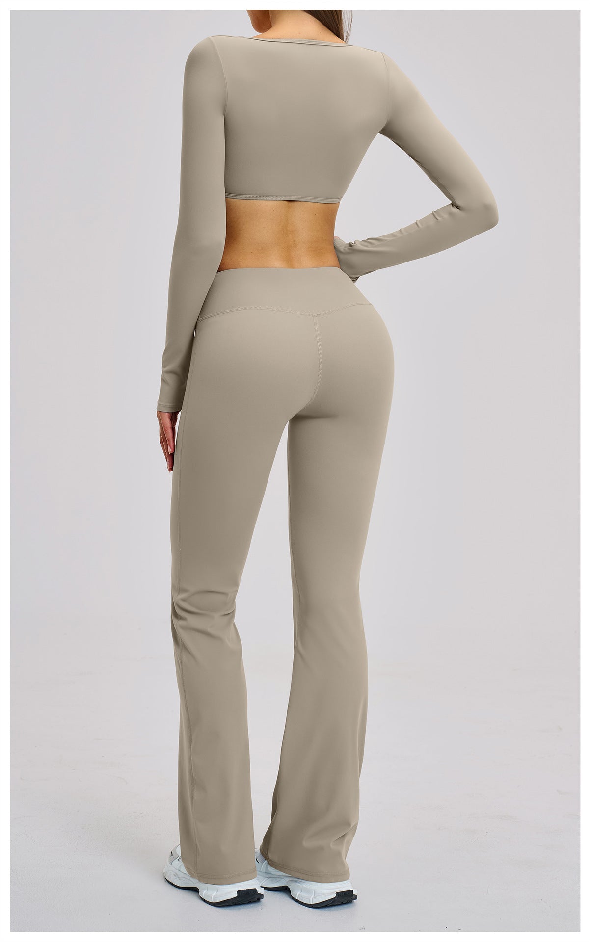 03/2026 Brushed Micro-flare Yoga Set, European and American Style Sports Running Fitness Set, Halter Neck Yoga Suit 4201