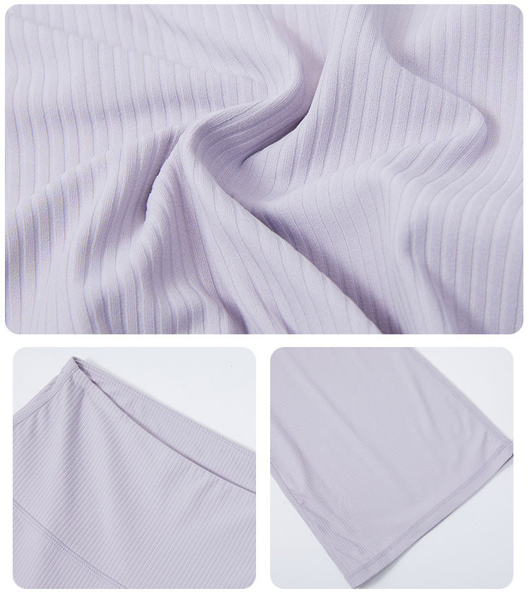 2023.09 ribbed Thread high waist yoga bell-bottom pants for women without T line belly pull-in micro dry sports running fitness pants