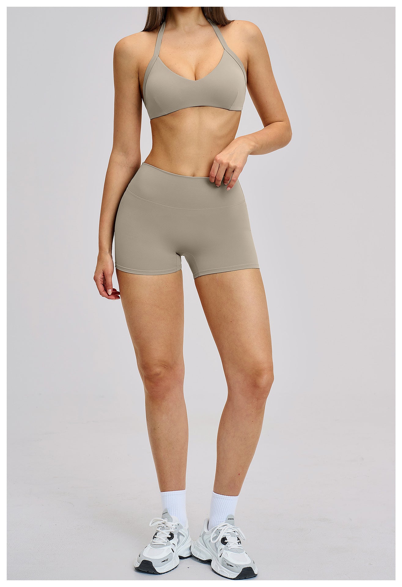 03/2026 Brushed Fleece Sports Yoga Set with Hollow Neck and Beautiful Back - Sports Running Fitness Set 4201