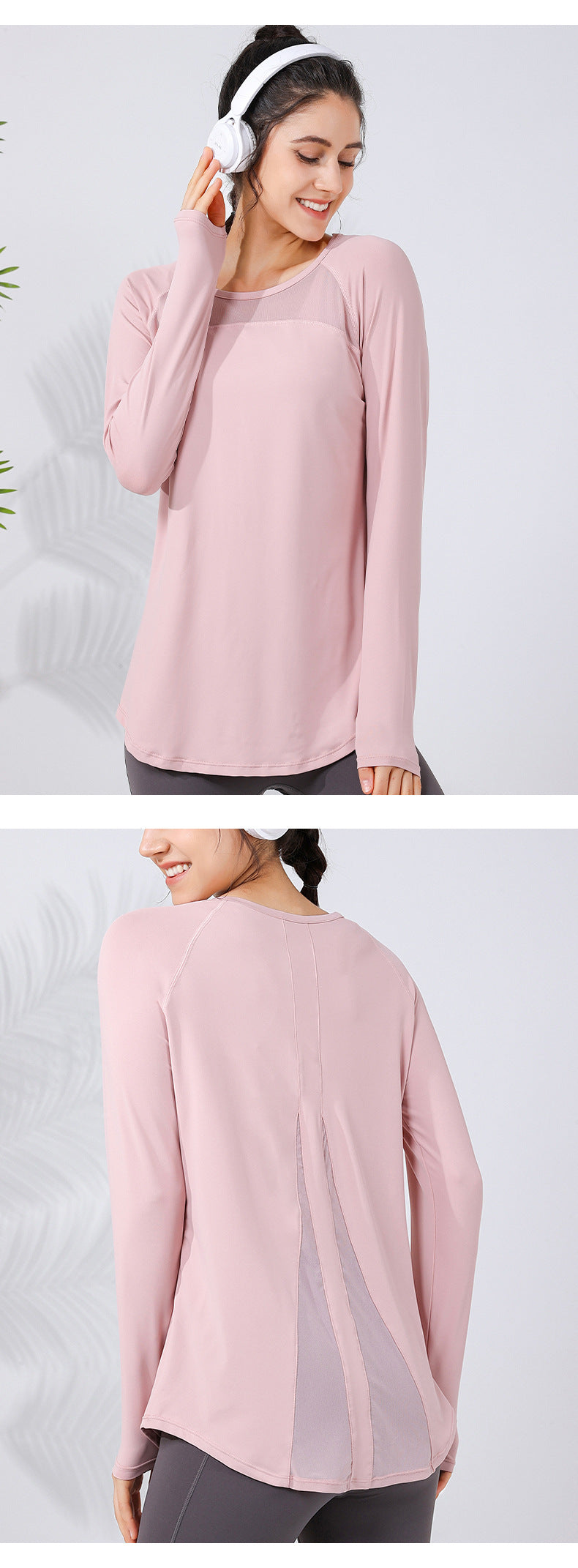 2023.09 The new mesh mesh breathable, moisture-absorbing and sweat-wicking yoga long-sleeved women's waist-covering buttocks look thin and tall long-arc swing yoga clothes