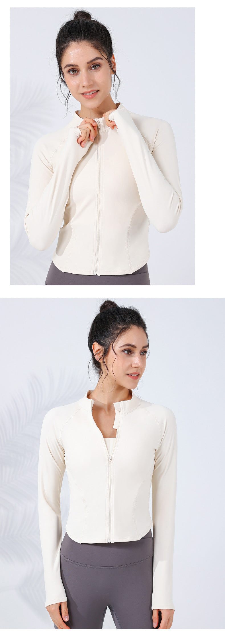2023.09 Autumn and Winter new seamless nude sports coat women's threaded stand collar slim running yoga long sleeve fitness wear