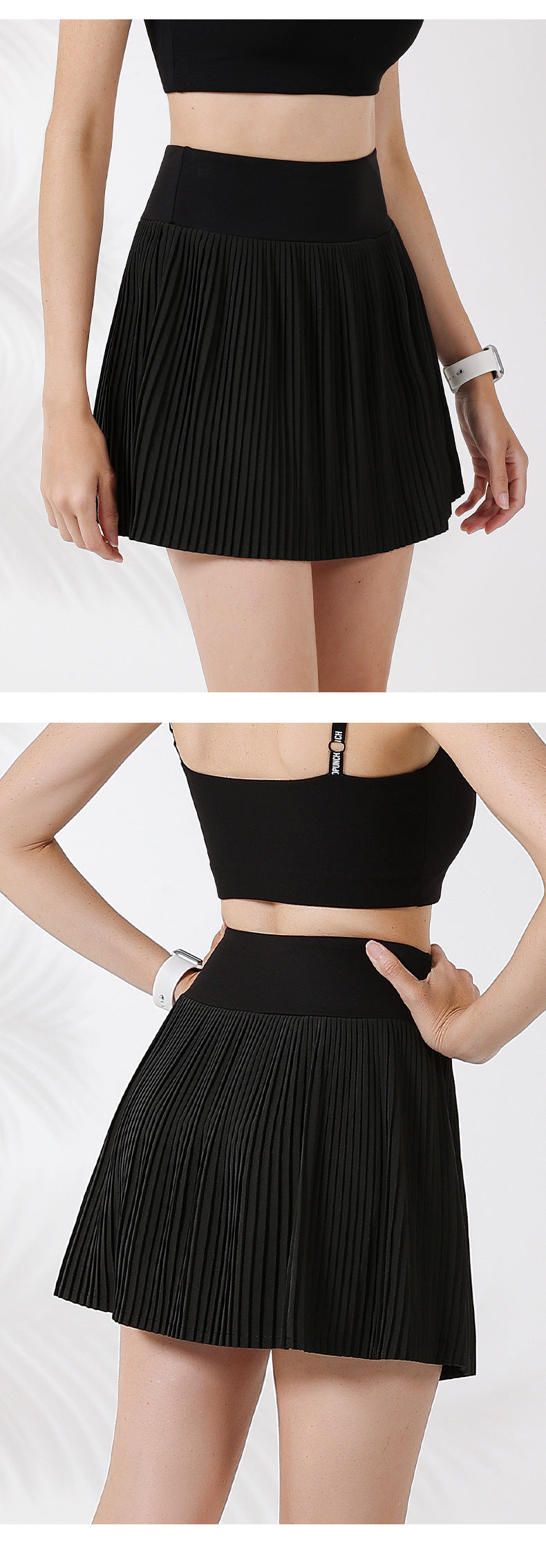 Summer new 3D pressing pleated fitness pants female built-in pocket sports running training quick-drying yoga skirt